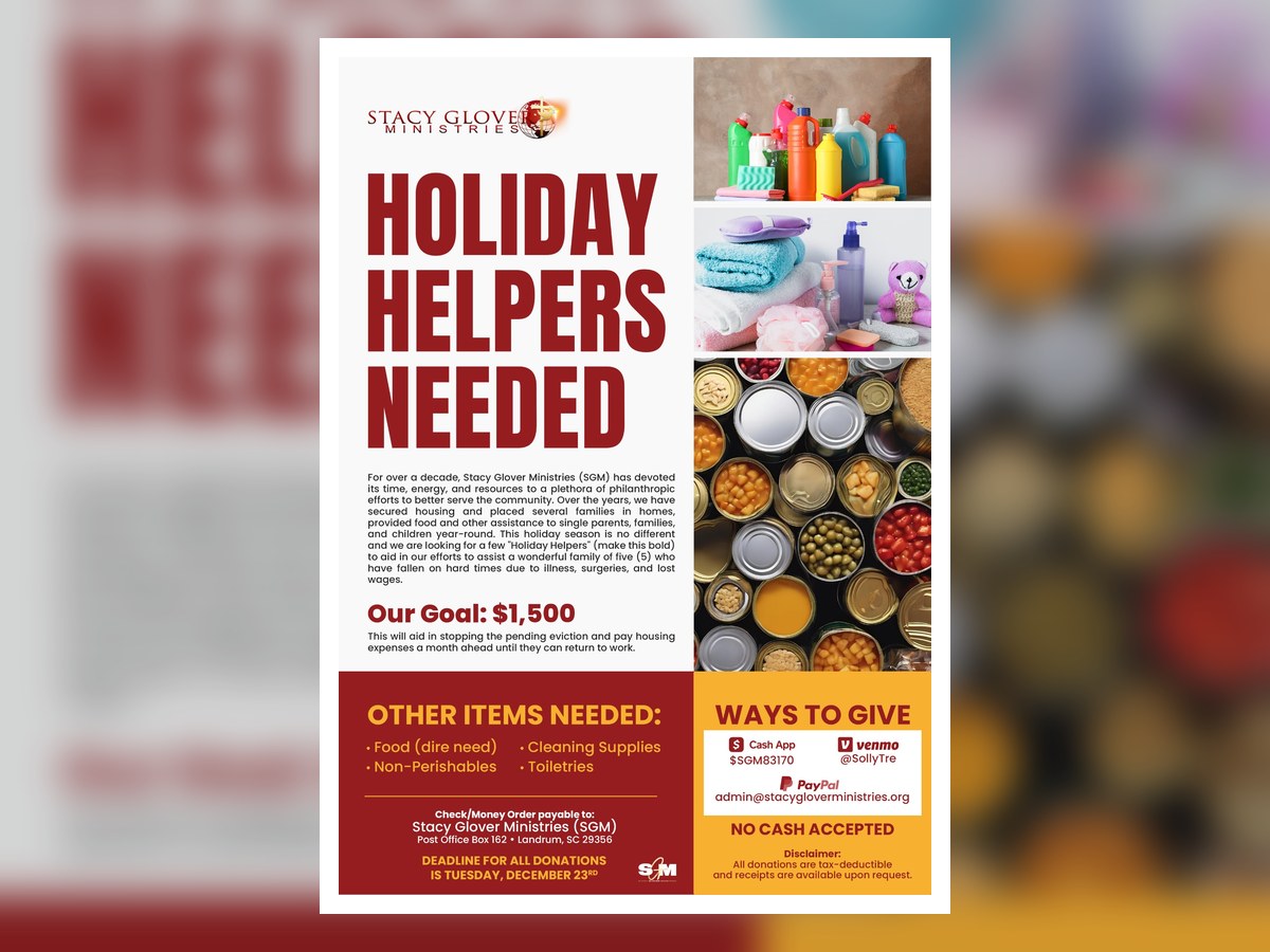 Holiday Helpers fundraising marketing campaign flyer design